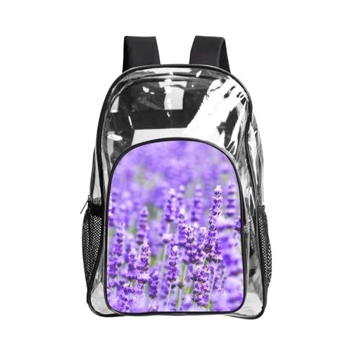 Sac à livres transparent imprimé lavande violet pour plage