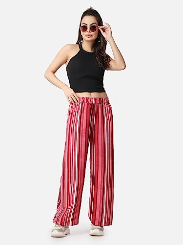 Image of POPWINGS Casual Printed Trouser for Women || Loose Fit Trouser for Women || Stylish Pull-On Trouser for Women || Casual Summer Trousers for Women || Relaxed Fit Full-Length Women Trouser