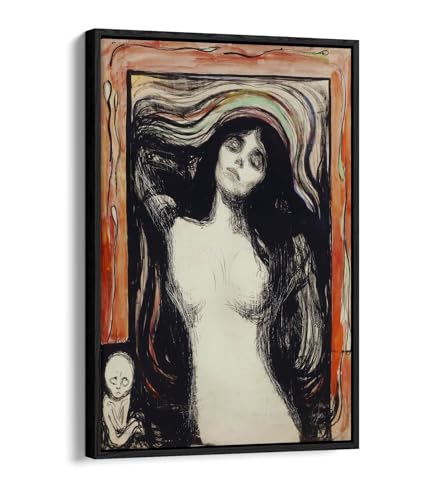 Toile Madonna Edvard Munch avec cadre flottant noir 50.8x76.2 cm déco mural