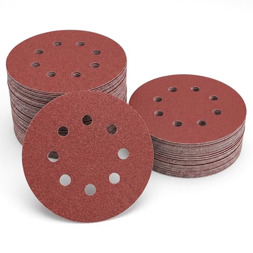 Image of 100 Pcs 125mm Hook and Loop Sanding Discs for Orbital Sander