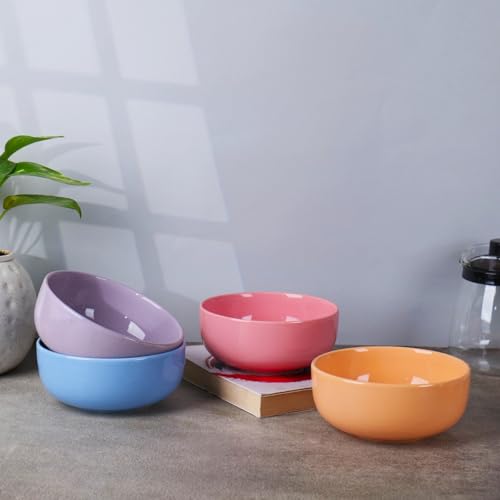 Image of Niyara Ceramic Printed Bowl Set of 2 | Premium Serving Bowls for Snacks, Soup & Desserts | Microwave & Dishwasher Safe (Colourful Bowl)