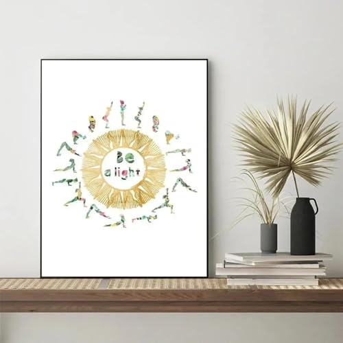 Tableau sur toile bohème de 80 x 120 cm avec cadre premium pour intérieur élégant