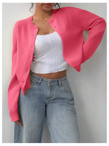 Image of SOLY HUX Women's Button Down Cropped Lightweight Cardigan Sweater Cute Fall Fashion 2026