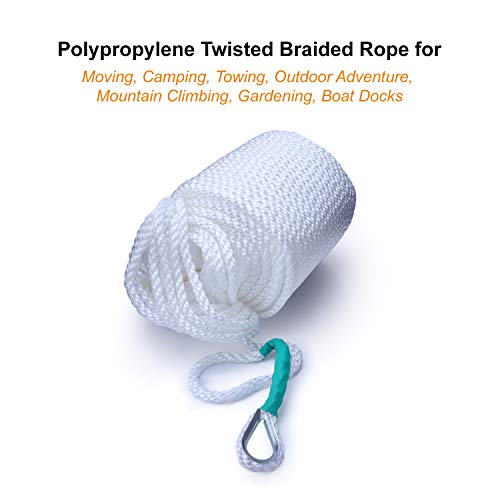 image for B4B BANG 4 BUCK 3/8 Inch 300 Feet Three White Braided Anchor Rope - Po