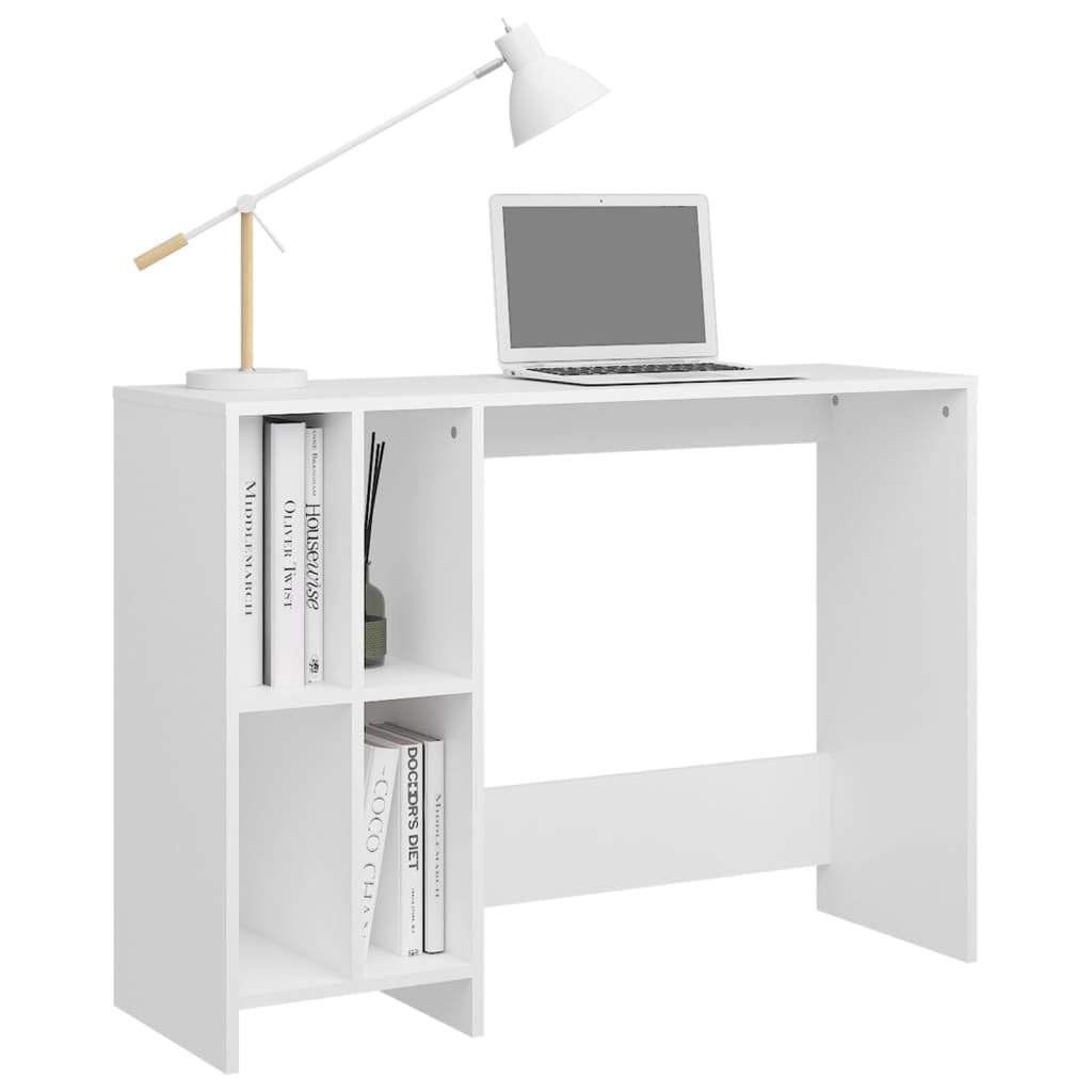 Mesa de ordenador blanca 102,5 x 35 x 75 cm de madera con 4 compartimentos, mesa de ordenador para el trabajo, ordenador portátil, esquina, escritorio de pie para oficina en casa