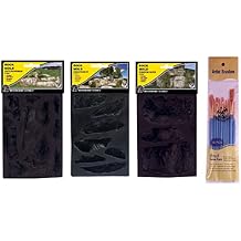 Woodland Scenics Rock Molds, Outcroppings C1230, Embankment C1233, and Random Rock C1234 with Make Your Day Paintbrushes