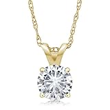 Charles & Colvard Forever Classic 4.5mm 0.33ct DEW Created Moissanite 14k Yellow Gold Solitaire Pendant Round 4 Prong With 18 inches 14K Yellow Gold Chain