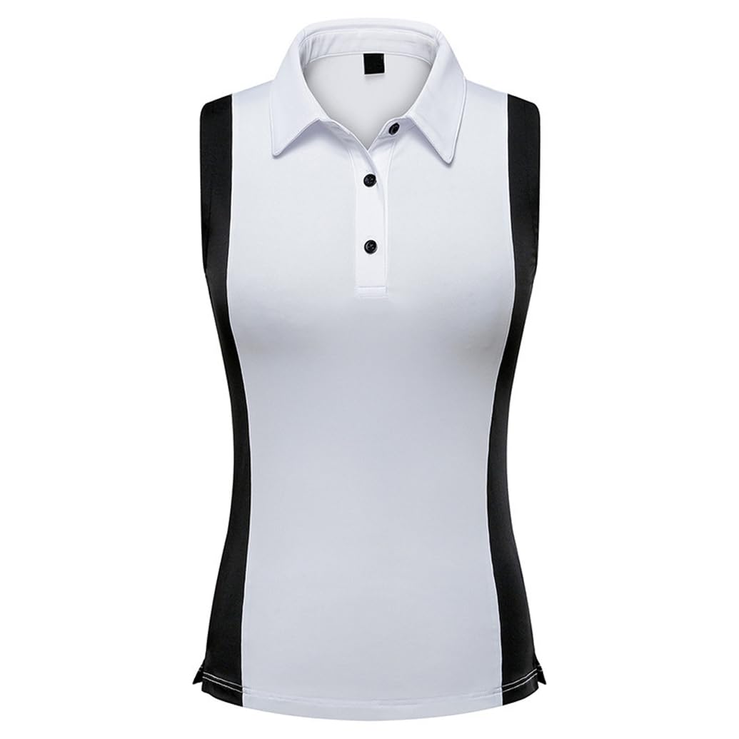 LANGWEI Maglietta da Golf da Donna Polo Senza Maniche Canotta Sportiva con Colletto da Tennis vestibilità Asciutta