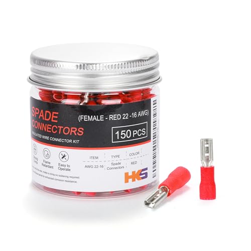 Terminales de desconexión rápida 22-16 AWG HKS conectores de pala hembra aislados de 2.8 mm