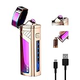 RSBYE Triple-Arc Electric Lighter Windproof Lighter Flameless Plasma Rechargeable USB Lighters 2-in-1 Opener with Digital Battery Indicator (Magic)