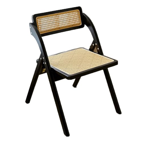 4 sillas de comedor plegables modernas, sillas de cocina tapizadas con asiento y respaldo acolchados, patas de madera elegantes para el hogar, oficina y sala de estar (nogal, negro, 52 x 57 x 79 cm)