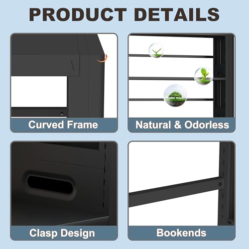 Image of VASAAOSD Bookshelf, Heavy Duty Metal Book Shelf, 69 inch Tall Black, 1+1 Set | Adjustable Shelves, 280lbs Shelf Capacity, Industrial Large Office Bookcase, Display Book Organizer, For Living Room Library