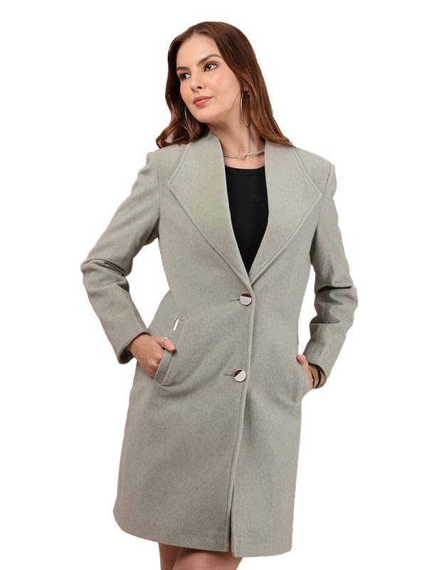 Image of PLAGG Women's Notched Lapel Long Overcoat