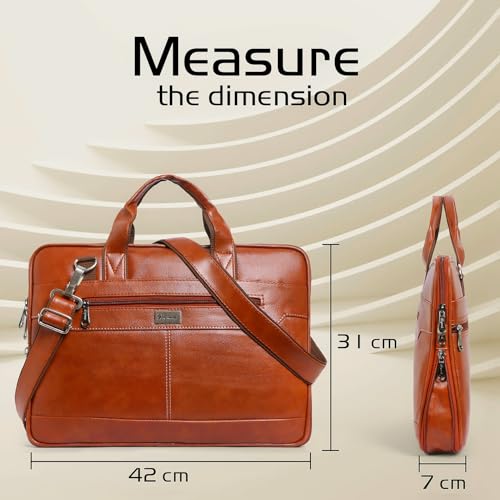 Image of Bagneeds 14 Inch Laptop Office Bag for Men & Women | Premium Synthetic Leather Business Briefcase | Padded Compartment | Adjustable Shoulder Strap