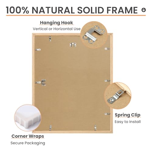 Image of upsimples 16x20 Picture Frame Solid Wooden, Nursery Wall Frames Set of 3 | 100% Natural Solid Wood, Fit 11x14 with Mat and 16 x 20 Posters, For Kids Room, Gallery Wall Decor