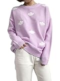 Eteviolet Womens Y2K Sweater Kawaii Vintage Long Sleeve Knit Oversized Pullover Jumper Cute Clound S
