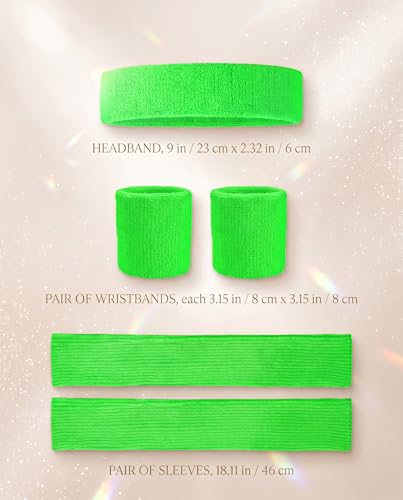 Image of v28 Neon Leg Warmers Set for women Headband Sweatbands Wristbands 80s 90s Pink Running Fanny 80's Plus Size Costumes Pack
