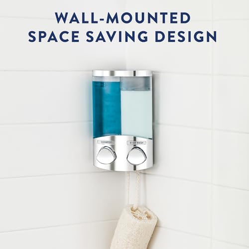 Croydex Wall Mounted Soap Dispenser - Eliminates Shower Clutter, Easy to Refill and Has a Pre-Measured Pump for Your Shower Gel, Shampoo and Conditioner, Mount On Corner or Flat Wall (Chrome, 2x320ml) - Cosy Home Interiors Croydex Wall Mounted Soap Dispenser - Eliminates Shower Clutter, Easy to Refill and Has a Pre-Measured Pump for Your Shower Gel, Shampoo and Conditioner, Mount On Corner or Flat Wall (Chrome, 2x320ml) - Image 4
