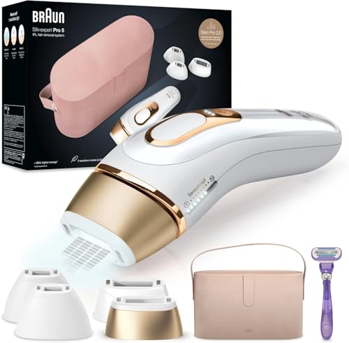 Braun Silk-expert Pro 5 Depiladora Mujer/Hombre Luz Pulsada IPL, 2 Cabezales de Precisión Zonas Pequeñas o Sensibles, Alternativa a la Depilación Láser en Casa, PL 5347, Blanca