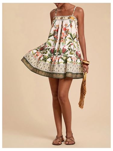 Image of Floerns Women's Sleeveless Cami Dress Floral Flounce Hem Summer Short Dresses