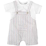 BABIDU Uni Baby Conjunto Bebé Con Peto Corto Y Camiseta, Estampado Rayas Multicolor Set mit Latzhose, Einfarbig, 3 Meses
