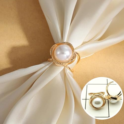 Image of 2 Pcs Scarf Ring Clips for Women Metal Shirt Tightener Cinch Buckle for Silk Scarf Shawl Blouse Sweater T Shirt Clothing Accessories