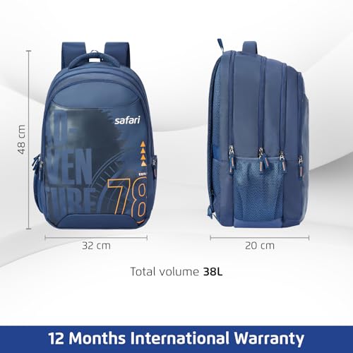 Image of Safari 38L Printed Laptop Backpack with Raincover, 4 Compartments, Bottle Holder, Organizer, School & College Bag for Boys and Girls, Office & Travel Bag for Men and Women