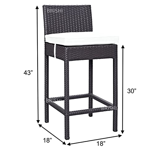 Image of BRISHI Outdoor Bar Set Garden Patio Bar Set 1 +4 4-Chairs and 1-Table Set Balcony Bar Table with Stool Set (Brown)