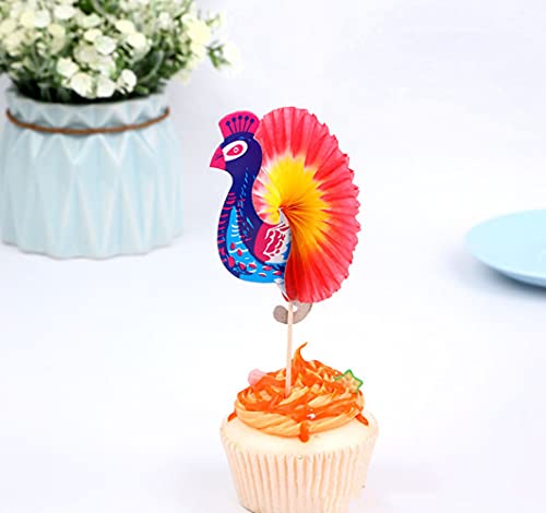 Cocktailspieße Pfau,50 Stück Pfau Cocktail Sticks Pfauen Holz Spiesse Party Deko Stäbchen für Bar Dekoration Tropische… - Image 7