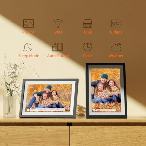Digital Photo Frame,10.1 Inch Frameo Digital Picture Frame, 1280x800 IPS LCD Touch Screen,Auto-Rotate,16GB, Supports SD Cards,Share Moments Instantly via Frameo App from Anywhere,Gifts for Your Loves