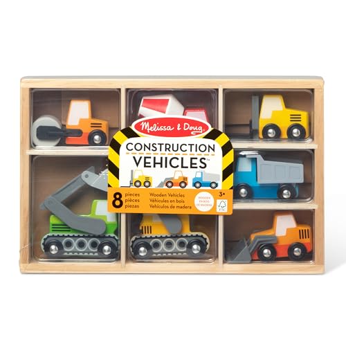 Melissa & Doug Wooden Construction Site Vehicles with Wooden Storage Tray (8 pcs) image 3