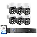[Human Tracking+300° Pan 90°Tilt]Hiseeu 4K PoE Wired Security Camera System,6 Pcs 5MP PTZ Camera Outdoor&Indoor,Color Night Vision,2 Way Talk,Human Vehicle Detect,8 Ports16ch NVR for Home Surveillance