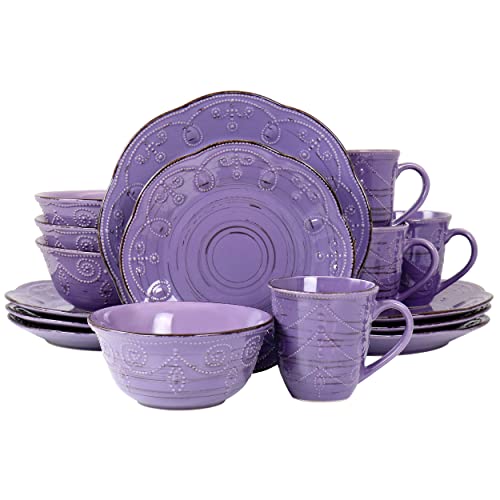 16 Piece Stoneware Dinnerware Set in Purple