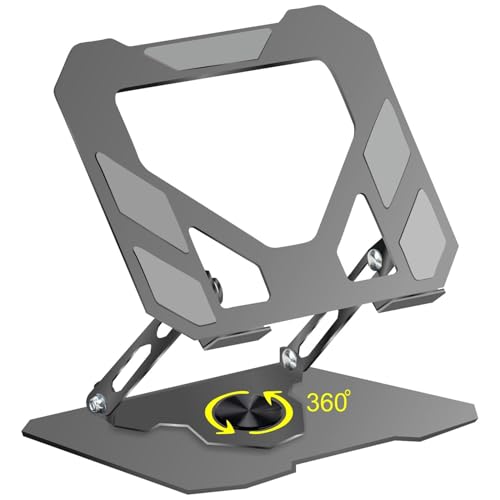 GadgetBite Laptop Stand with 360° Rotation, Foldable and Height-Adjustable Design. Sturdy Carbon Steel Build with Anti-Slip Pads. Supports laptops up to 15.6” – MacBook, Dell, HP & More - Grey