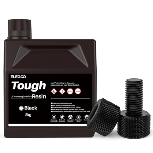Image of ELEGOO Tough Resin, 3D Printer Resin for DLP LCD 3D Printers Black 2000g | with High Impact Resistance and High Toughness, High Precision 3D Printing Resin for High Performance Printing