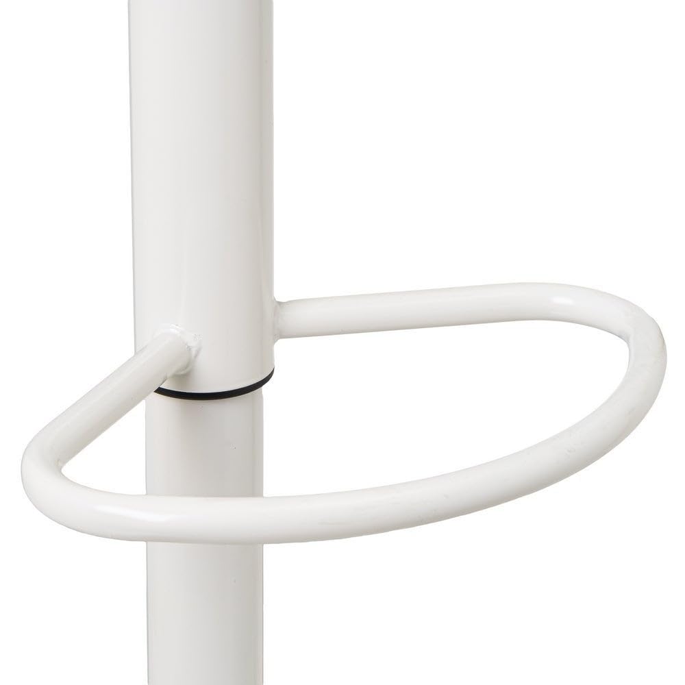 2 taburetes de cocina regulables en altura blancos con respaldo alto | Asiento acolchado y tapizado en poliel. Respaldo alto rígido. Altura ajustable de 83 a 104 cm. Resiste hasta 120 kg
