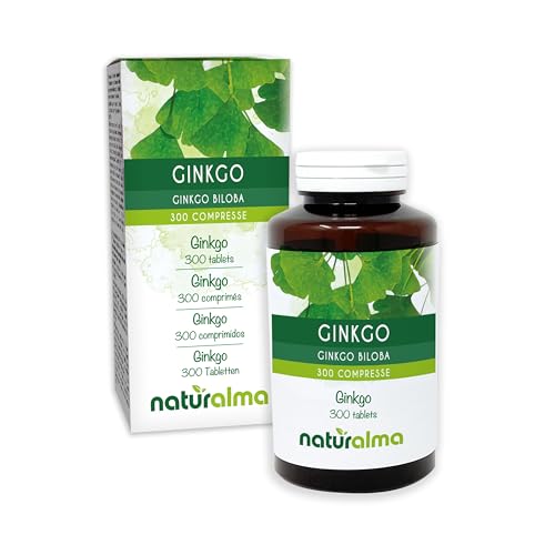 Ginkgo (Ginkgo biloba) hojas Naturalma   150 g   300 comprimidos   Complemento alimenticio   Natural y Vegano