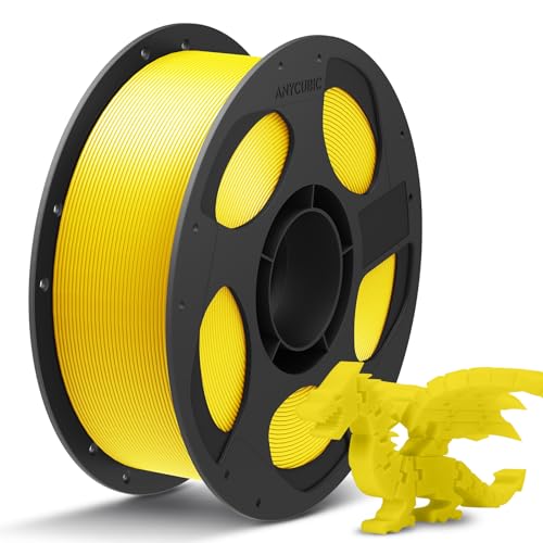 ANYCUBIC PLA+ Filament 1.75mm, Refill PLA Plus Filament und Spool Kit, Hohe Zähigkeit und Präzision -3D-Druckmaterialien, Intelligente Identifikation,1KG Gelb