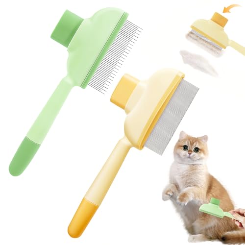 SZZETK Katzenbürste Hundebürste, Selbstreinigender Haustierkamm Für Entfernt Knoten & Lose Haare, Fellblitzbürste für Katzen, Ideal für Langhaarkatzen Entfernt Lose Haare, Fördert Gesundes Fell