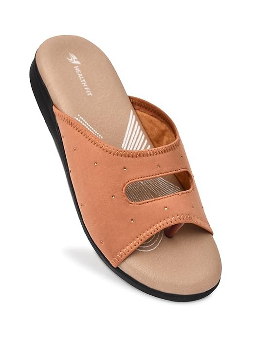 Image of HEALTH FIT EXTRA SOFT Women's Comfortable Memory Foam Doctor Slippers /Flip-Flops|Fashionable Casual & Stylish|Lightweight & Breathable|Outdoor Synthetic Casual Chappals Sandals Ladies & Girls HF25