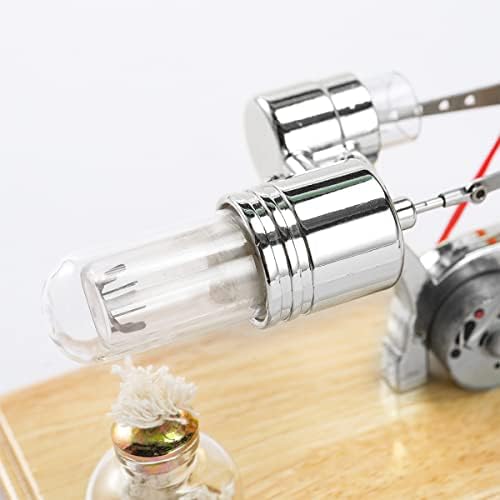 Stirling Engine Motor Kit Steam Heat Electricity Power Generator with LED Light Educational Hot Air Stirling Engine Motor Model Learning Science Experiment Toys for Kids Students Stirling Engine Motor