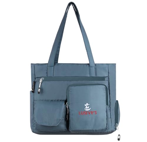 Image of Lusive's Double Pocket Handbag for Women: Stylish, Ideal Companion for Work, Travel, Polyester Material, Spacious 10-liter Capacity, 6 Pockets.
