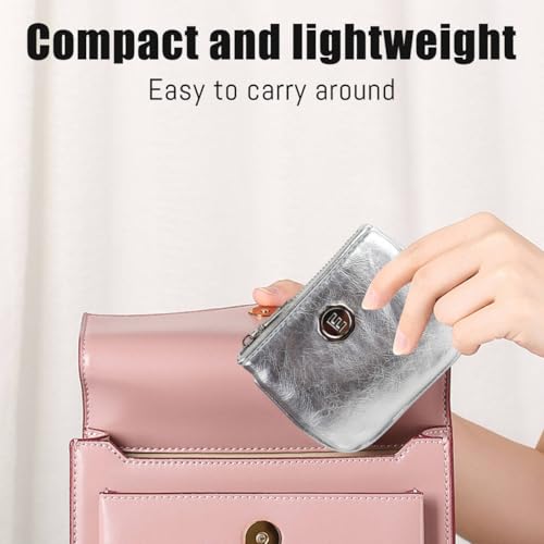 Andiker Small Crossbody Purses for Women, Reflective PU Coin Purse for Women with Silver Chain Shoulder Strap4
