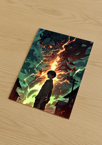 Image of NIJUKA Anime Printed A4 Size Metal sheet Poster For Home And Room Decoration | For Anime Art Fans Boys And Girls (Fan Art Titan Tranformation Eren)