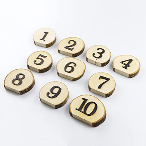 Numéro de table en bois 1-10 HUIOP pour décoration de mariage rustique - 7