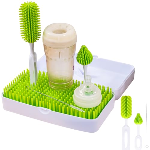 Image of Hinparo Baby Bottle Drying Rack, Travel Bottle Cleaner Kit for Working Mom, Baby Feeding Essentials - 9 x 5 x 2.5