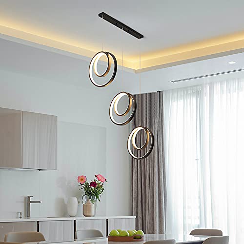 Plafonnier à anneau LED noir pour illuminer un îlot de cuisine sombre - 4