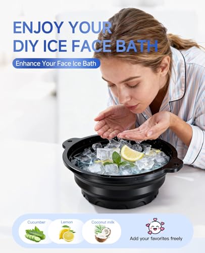 Image of GRAYSON Face Ice Bowl | Ice Cube Tray For Face Dip | Ice Dunk Bowl For Face with Built-In Icetray, Collapsible Silicone Facial Ice Bath Bowl for Cold Plunge Therapy, Skin Tightening & Acne Relief