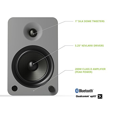 Image of Kanto YU6MG Powered Bookshelf Speakers with Bluetooth and Phono Preamp | Pair | Matte Grey
