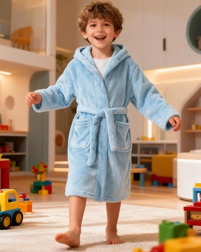Girls Fleece Hooded Robes, Warm Printed Bath Robe for Kids Soft Fuzzy Bathrobe for Gifts3
